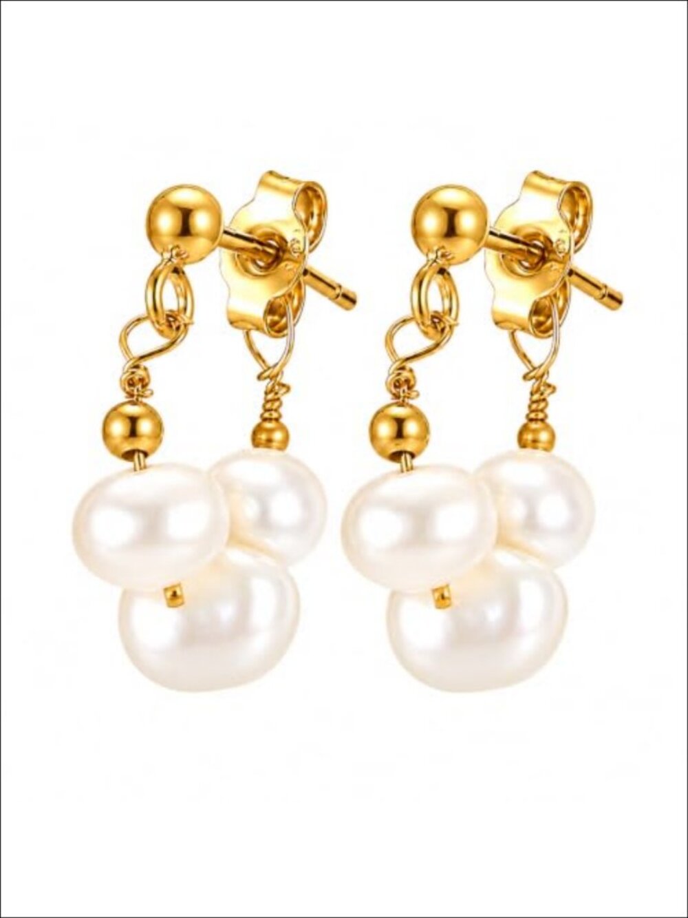 14K Gold Plated Graduated Freshwater Pearl C-Hoop Earrings